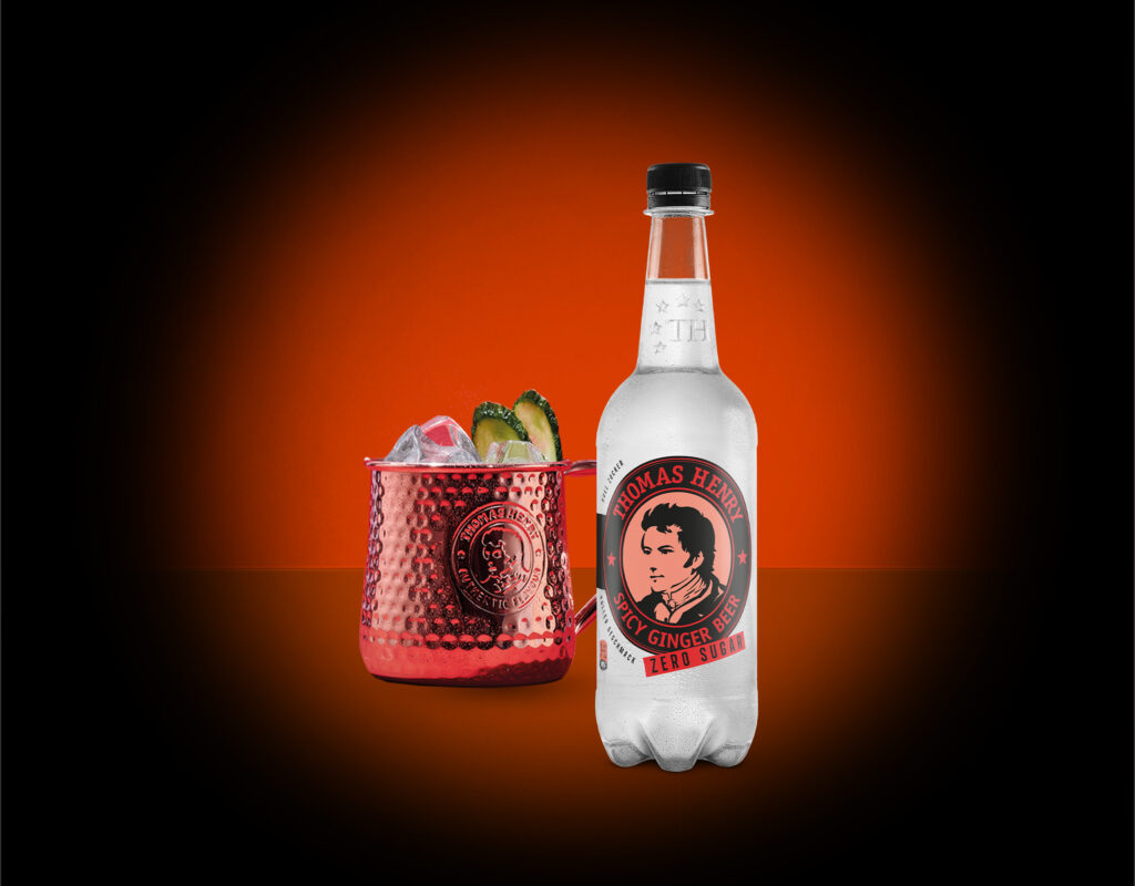 Thomas Henry Spicy Ginger Beer Zero 0,75l PET Flasche mit Moscow Mule Drink