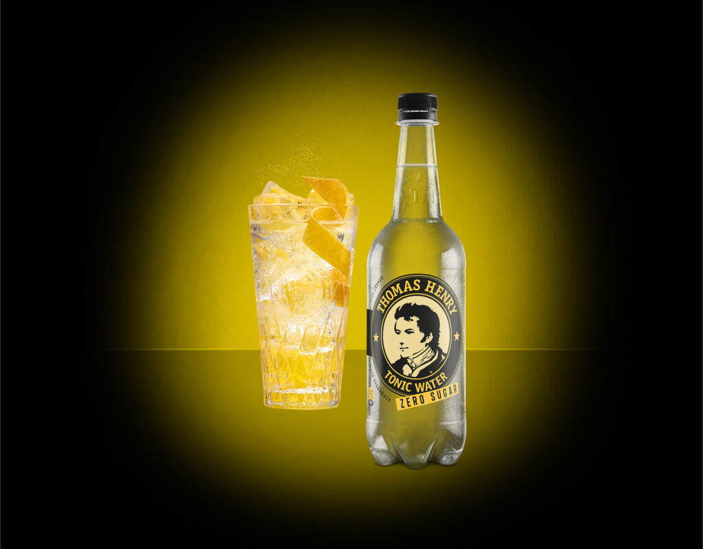 thomas Henry Tonic Water Zero 0,75l PET Flasche mit Gin Tonic Drink